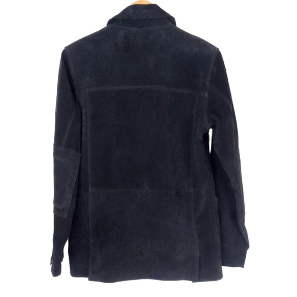 Vintage 90s B.U.M. Equipment Men’s Black Suede Jacket Coat Elbow Patches - Picture 6 of 16